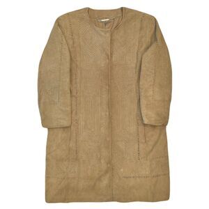 Elie Tahari Women's 100% Suede Shell Embroidered Boho Coat - Size 8